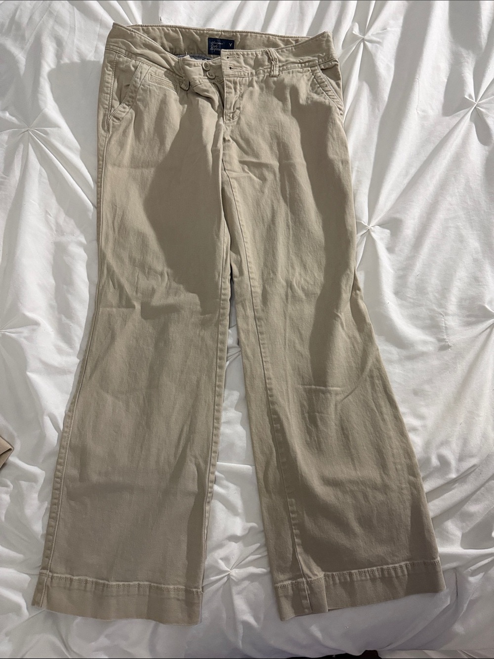 American Eagle Outfitters Khaki Flare-Leg Pants